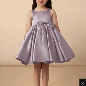 Azazie Bo Peep Dusk A-Line Bow Matte Flower Girl Dress - Toddler